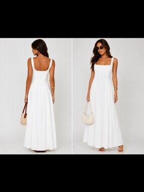 Princess Polly White Maxi Dress with Square Neck